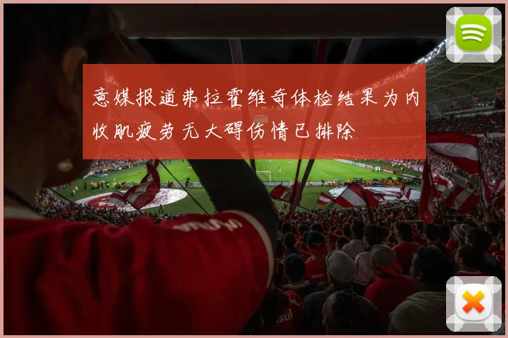 意媒报道弗拉霍维奇体检结果为内收肌疲劳无大碍伤情已排除